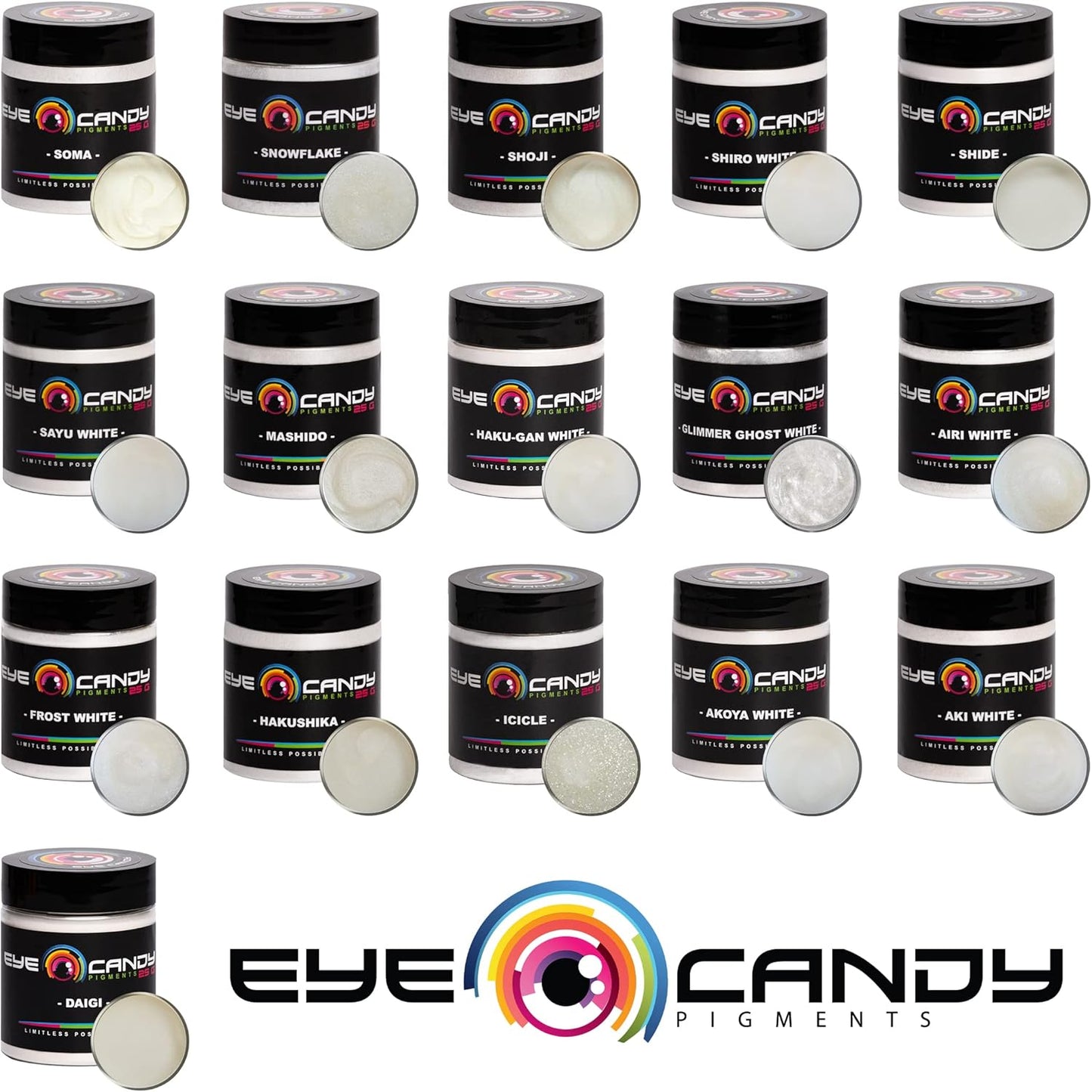 Eye Candy Pigments Premium White Mica Powder - Haku-Gan White (50gr) - for Epoxy, Resin, Soap, Paint, Woodworking, Acrylic Pouring, Bath Bombs, Fishing Lures - DIY Arts and Crafts Additive