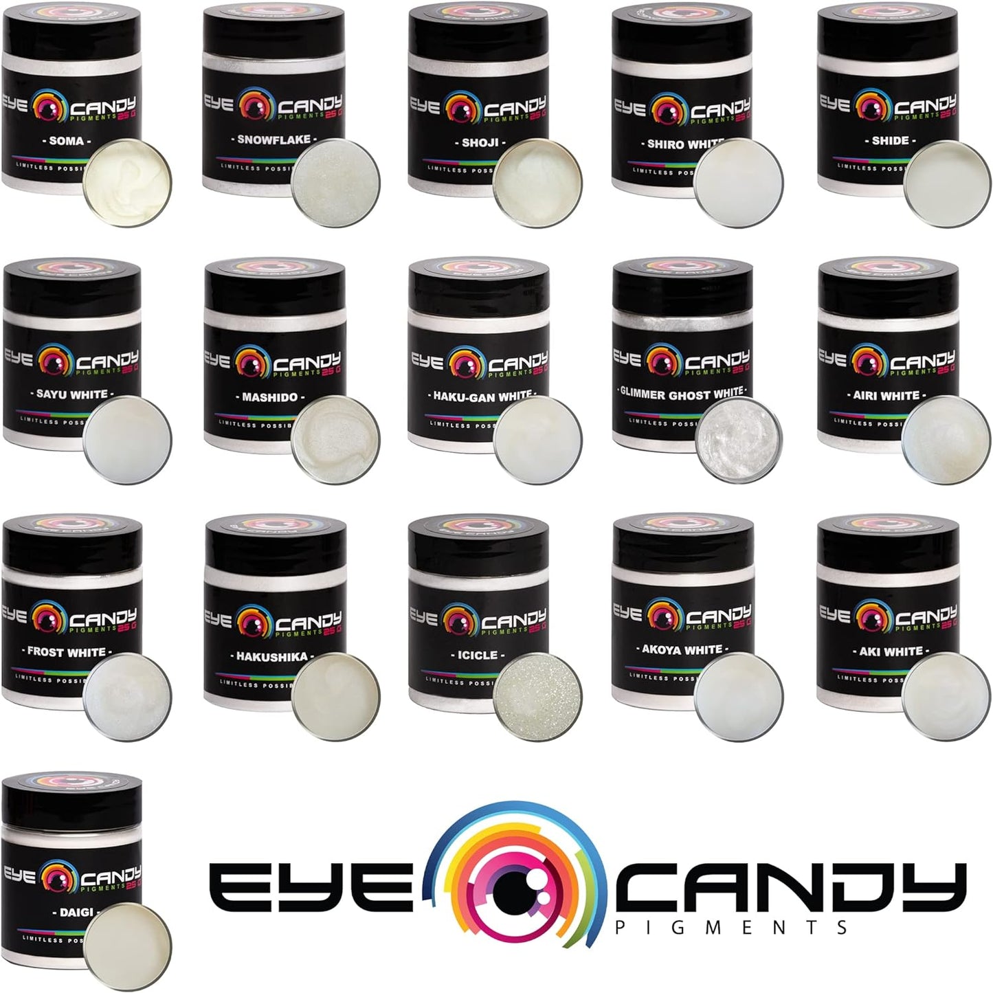Eye Candy Pigments Premium White Mica Powder - Snowflake (25gr) - for Epoxy, Resin, Soap, Paint, Woodworking, Acrylic Pouring, Bath Bombs, Fishing Lures - DIY Arts and Crafts Additive