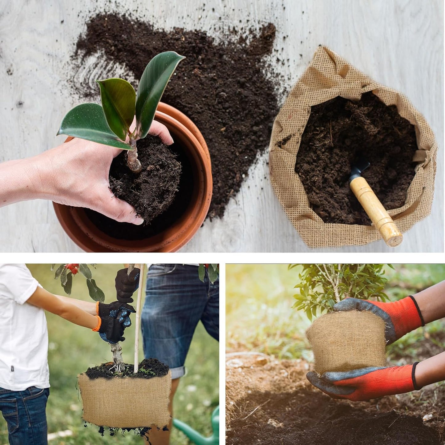 Buryeah 60 Inch x 150 ft Burlap Fabrics Roll Natural Jute Burlap Garden Tree Wrap Outdoor Weed Barrier DIY Fall Halloween Craft Winter Frost Plant Landscape Blankets Cloth for Plant Gardening Shrubs