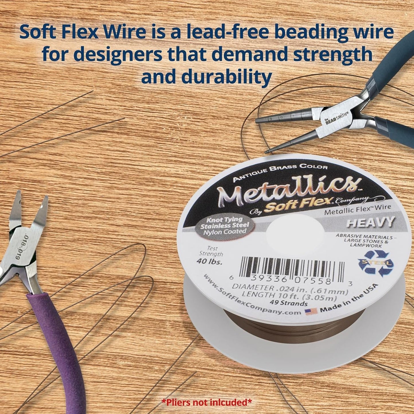 Soft Flex 49 Strand Beading Wire - Heavy 0.24 Diameter - 10 Feet Nylon Design Wire
