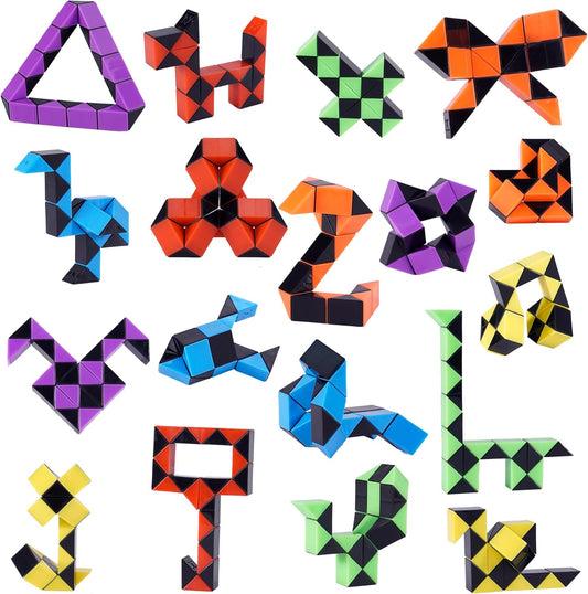Ganowo 18 Pack Fidget Snake Cube Mini Twist Puzzle for Kids Stocking Stuffer, Birthday Party Favors, Goodie Bags Fillers, Classroom Rewards, Black