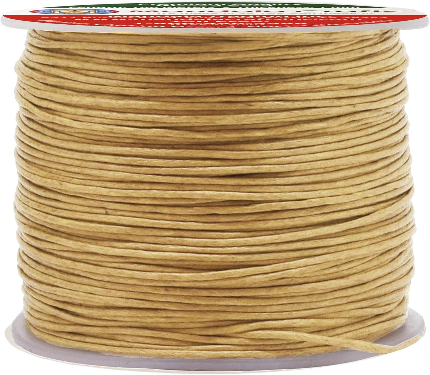 Mandala Crafts 1mm 109 Yards Tan Cotton Waxed Cord for Jewelry Making Bracelet Cord Waxed String - Beading String Thread Jewelry Cords for Necklaces String