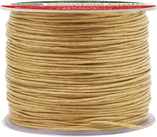 Mandala Crafts 1mm 109 Yards Tan Cotton Waxed Cord for Jewelry Making Bracelet Cord Waxed String - Beading String Thread Jewelry Cords for Necklaces String