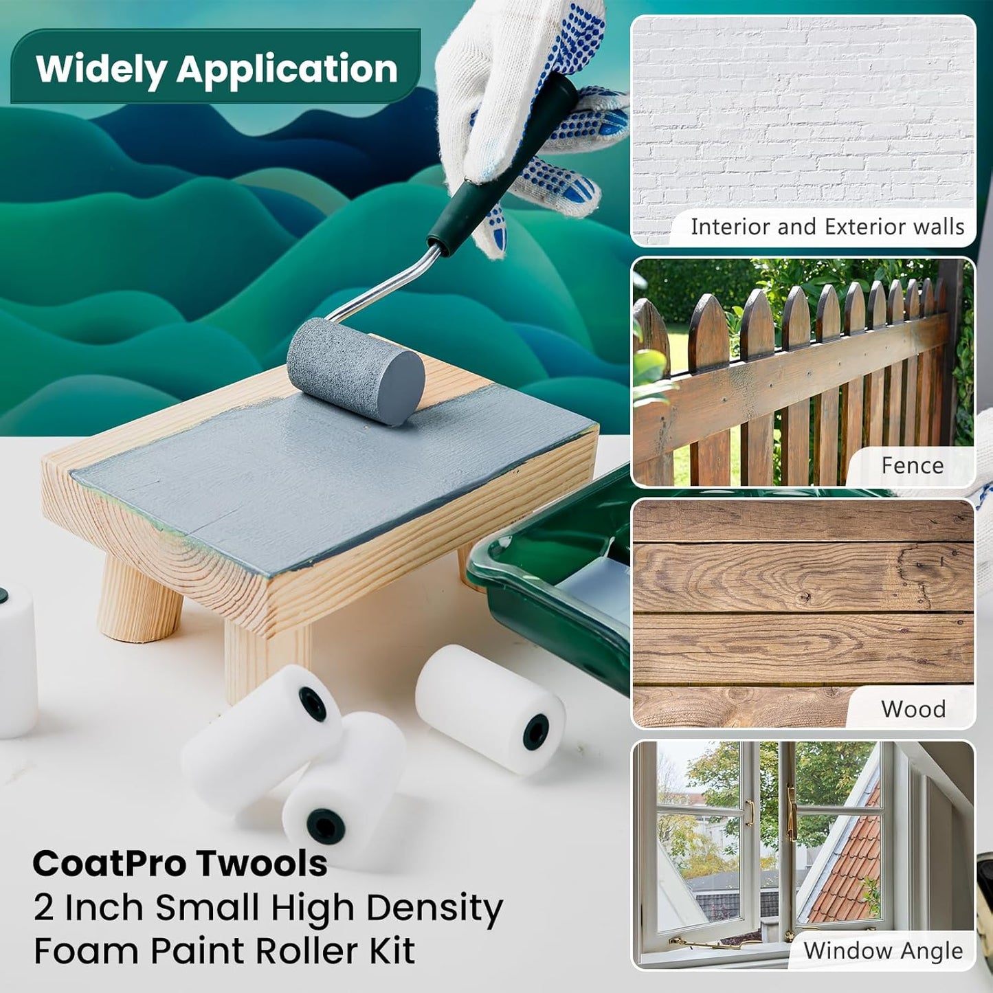 Foam Paint Roller, 2 Inch 10 Pack Small Paint Roller Kit with High-Density Foam Paint Roller, Paint Tray, Paint Tray Liner, Roller Frame, Mini Paint Roller for Painting Corners