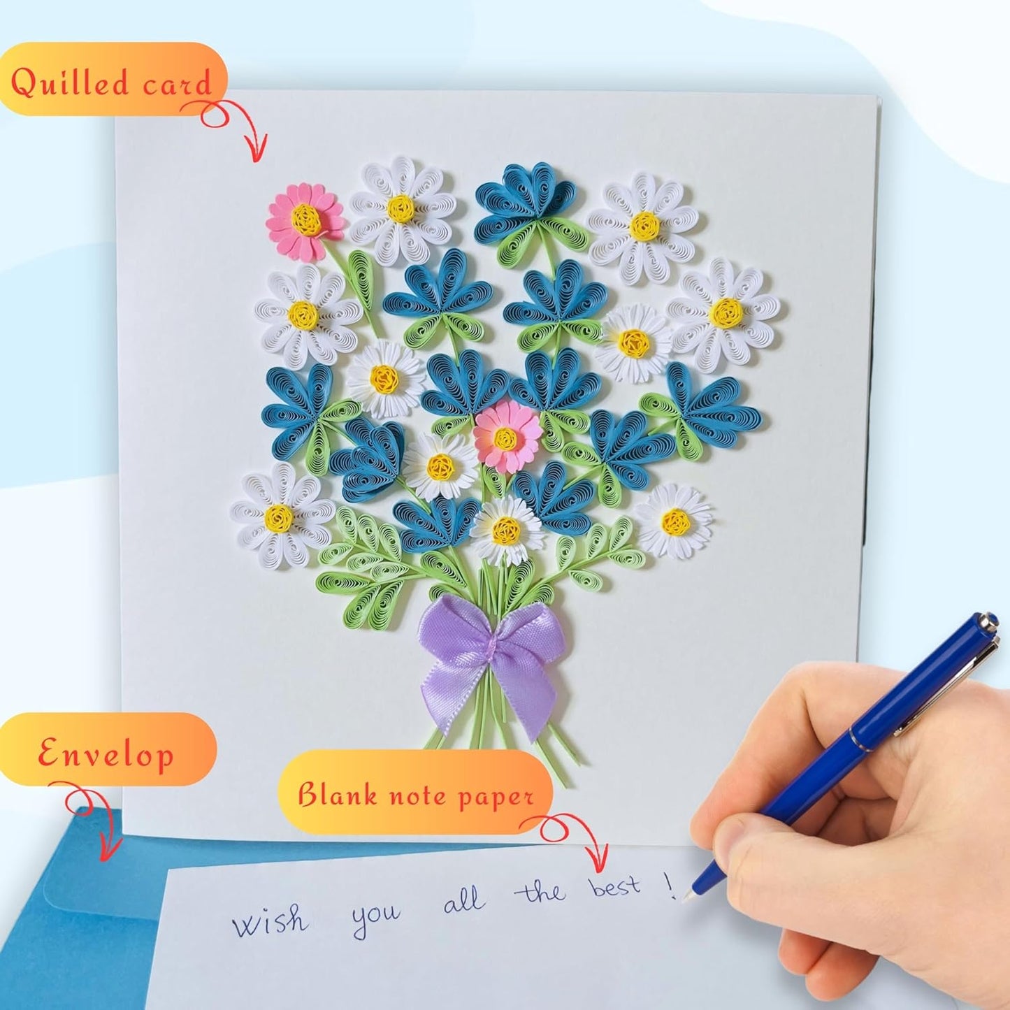 Quilling Cards, handmade card, quilled cards with Handmade Art Quilling birthday card for women, Birthday card, mother... colorful heart design (Daisy)