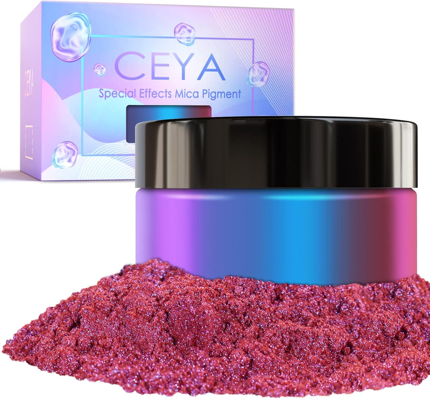 Ceya Chameleon Mica Powder, 1.8oz/ 50g Rosy Amber Chrome Nail Powder, Cosmetic Grade Pearlescent Effect Color Shift Pigment for Epoxy Resin, Makeup, Nail Polish, Soap Dye, Candle Making,Craft,Slime
