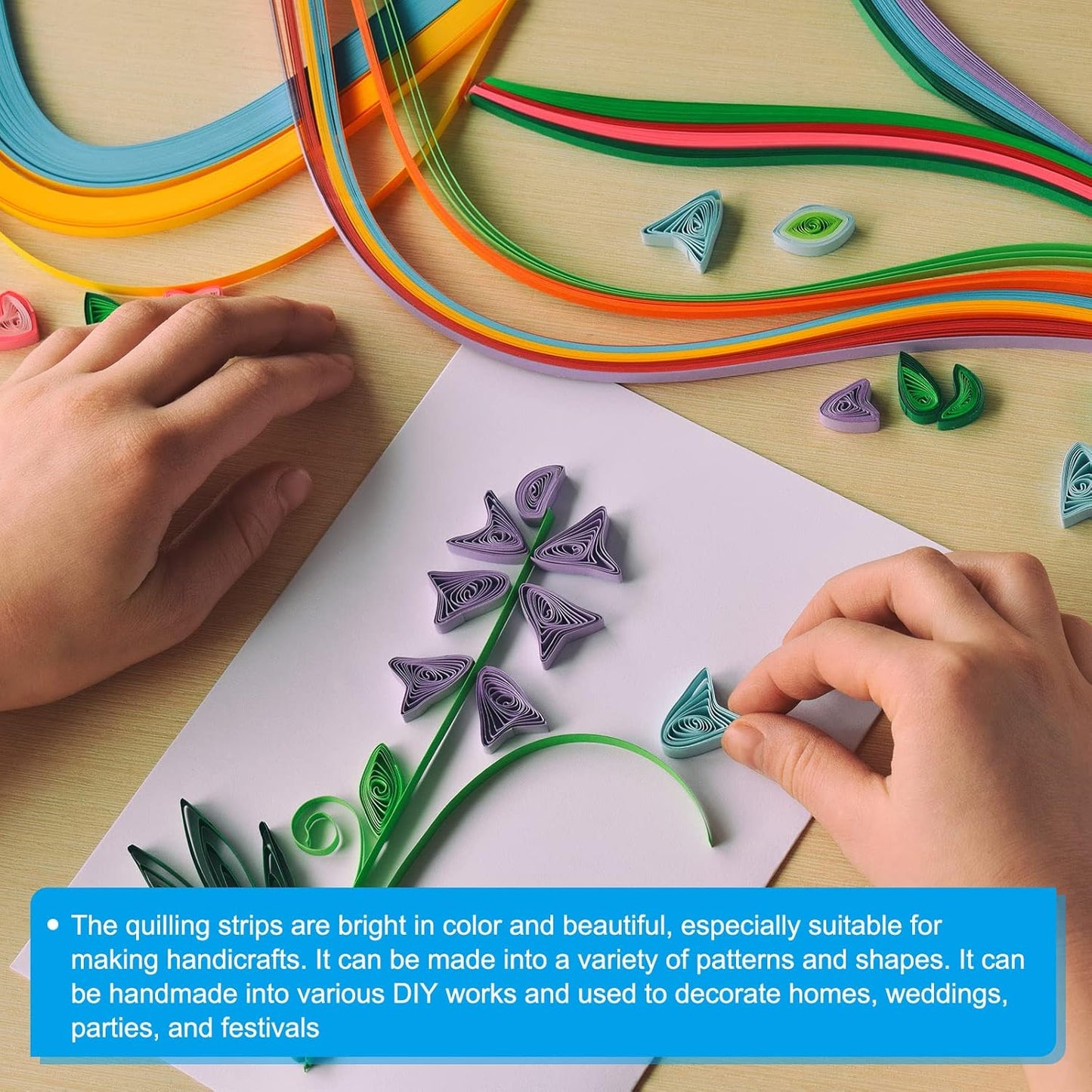 PATIKIL 600pcs Quilling Strips Paper 1/8"(3mm) 39cm Origami Paper Quilling Strip for Art DIY Hand Craft Christmas, Blue