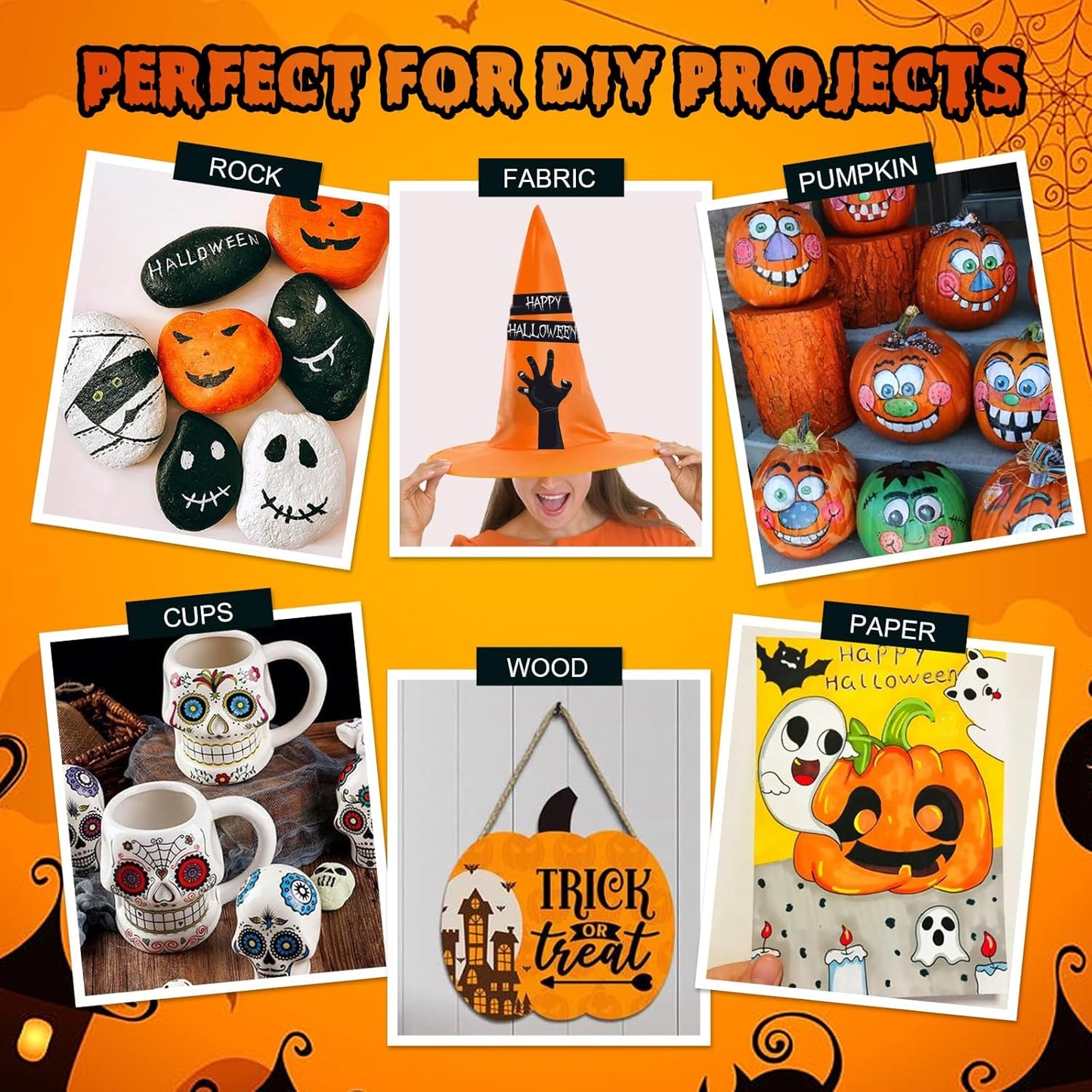 Betem 48 Colors Dual Tip Acrylic Paint Pens Markers, Premium Acrylic Paint Pens for Halloween Decorations, Wood, Canvas, Stone, Rock Painting, Glass, Ceramic Surfaces, Pumpkin Painting Kit DIY Crafts