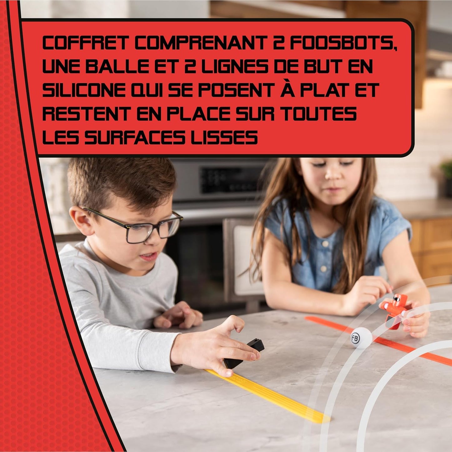 Fat Brain Toys Foosbots On The Go Tabletop Trickshot Game, 2 Player Soccer Toys, Games for Kids Ages 6+