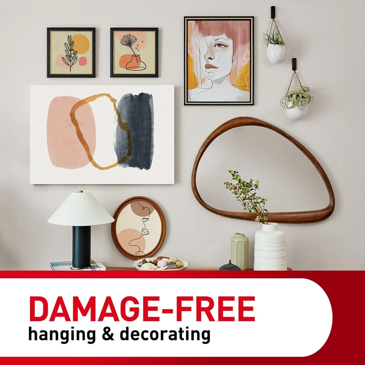 Command Universal Frame Hangers, Damage Free Hanging Picture Hangers, No Tools Frame Hanger for Living Spaces, 3 Metal Picture Frame Hangers and 8 Large Command Strips