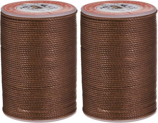 uxcell Round Leather Sewing Waxed Thread, 55m / 60 Yards Polyester Wax String, 0.80mm Wax Stitching Cord for Leather Crafts, Bookbinding, Bracelets Braided, Dark Brown, 2pcs