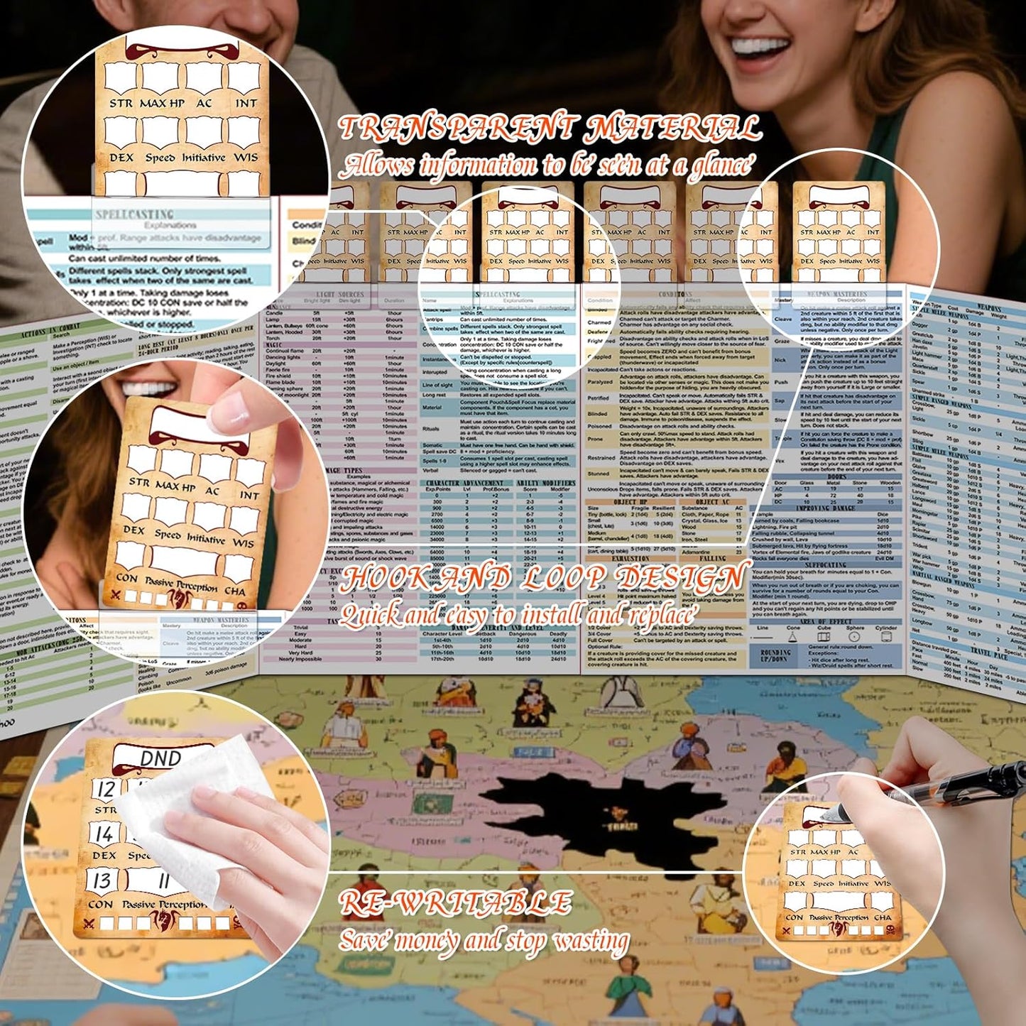 Byhoo DND Initiative&Combat Tracker Set-Waterproof Acrylic DM Screen Top with 25 Insert Cards,Compatible with Dungeons and Dragons 5e/Pathfinder/TTRPGs-DND Essentials Kit for Tabletop RPG Accessories