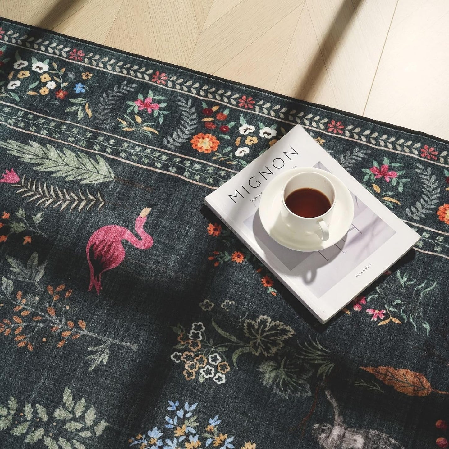 Rugcomf Runner Rug for Kitchen Rug Non Slip 2'6''x8' Washable Rugs with Rubber Backing Soft Floral Animal Carpet Runner for Kitchen, Laundry, Bedroom, Bathroom (Green)