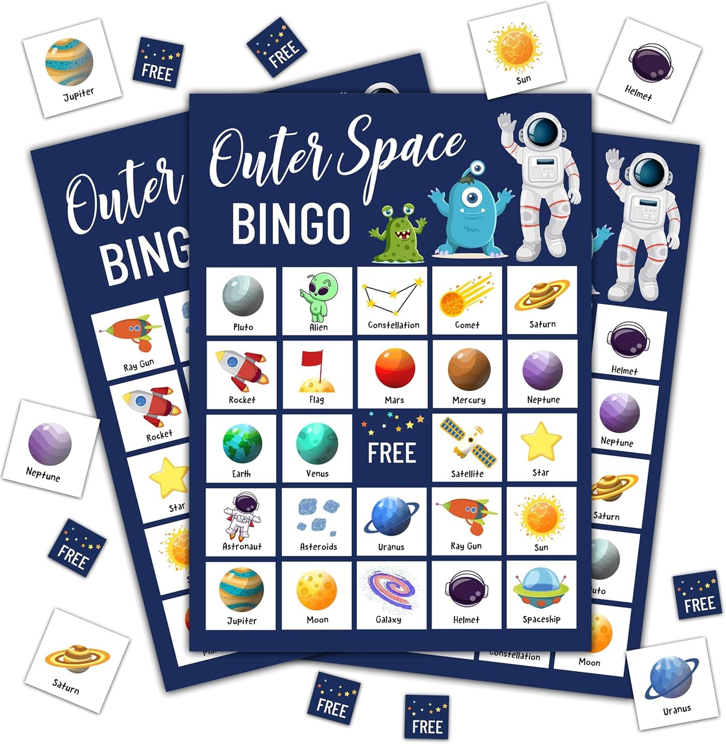 Space Bingo Game for 24 Players - Outer Space Party Games, Birthday Bingo Cards for Adults, Party Favors Supplies and Decorations (B12)