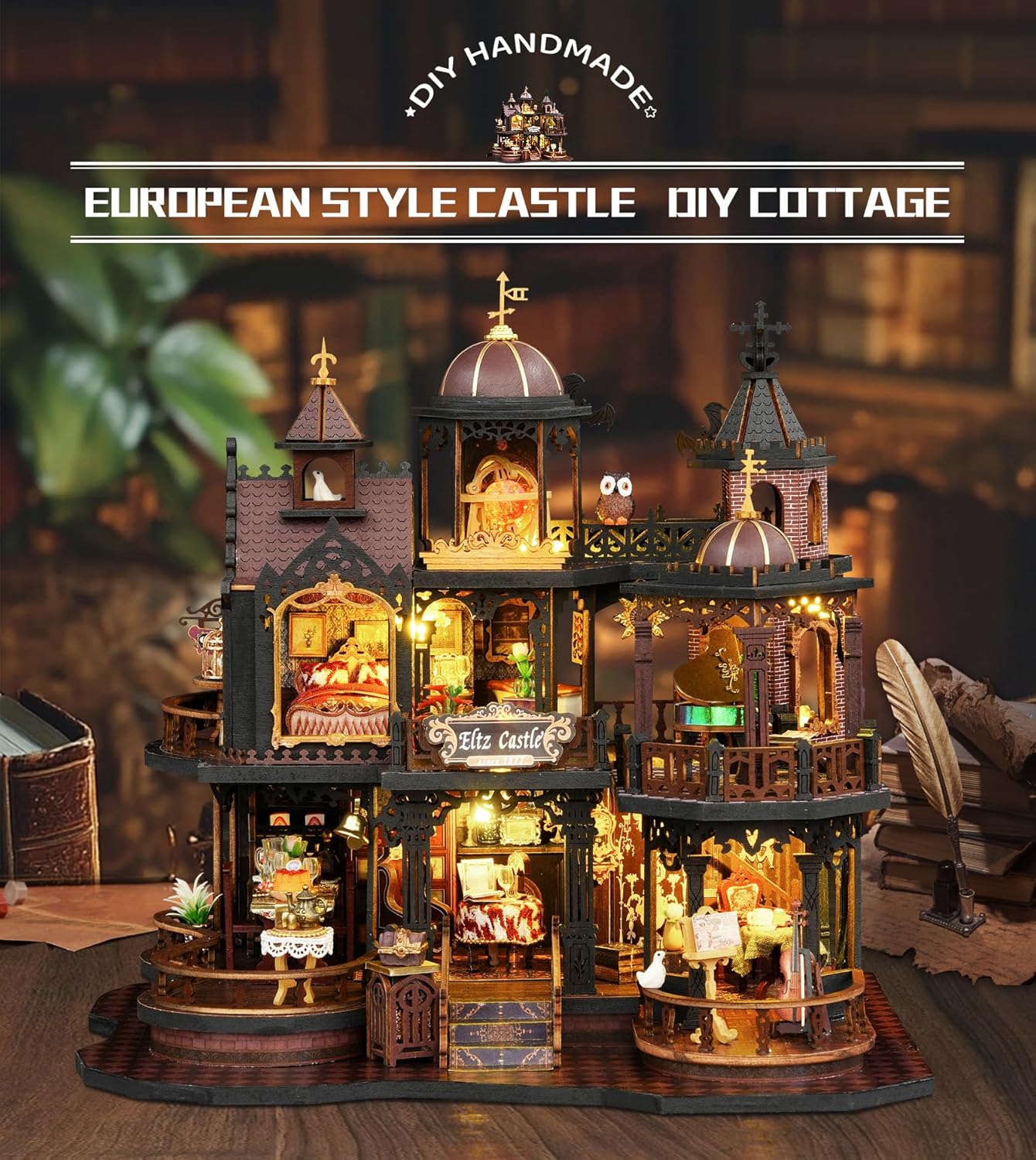 DIY Dollhouse Miniature House Kit,DIY Kit Mini House Model,1:24 Scale Creative Doll House Best Christmas Birthday Gift for Lovers Boys and Girls. (Edinburgh Castle)