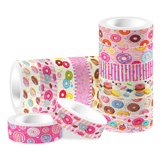Donut Washi Tape Set 12 Rolls,Cute Washi Tape Candy Cake Gifts Wrapping Decorative Paper Stickers Decorative Tapes for DIY Art Crafts Wrapping Decor Junk Journal Scrapbooking Gifts Stickers