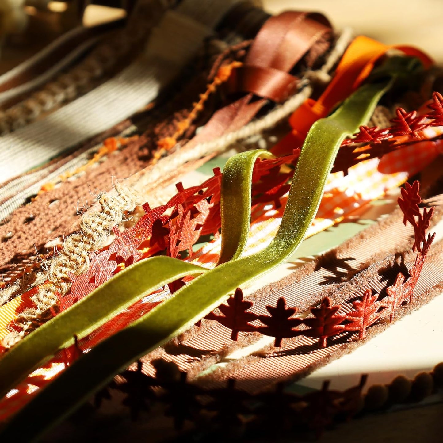 LaRibbons Fall Ribbons for Crafts 10 Rolls Harvest Craft Set for Wreaths, Thanksgiving Decor, Gift Wrapping, 3/8" + 5/8", 47 Yards