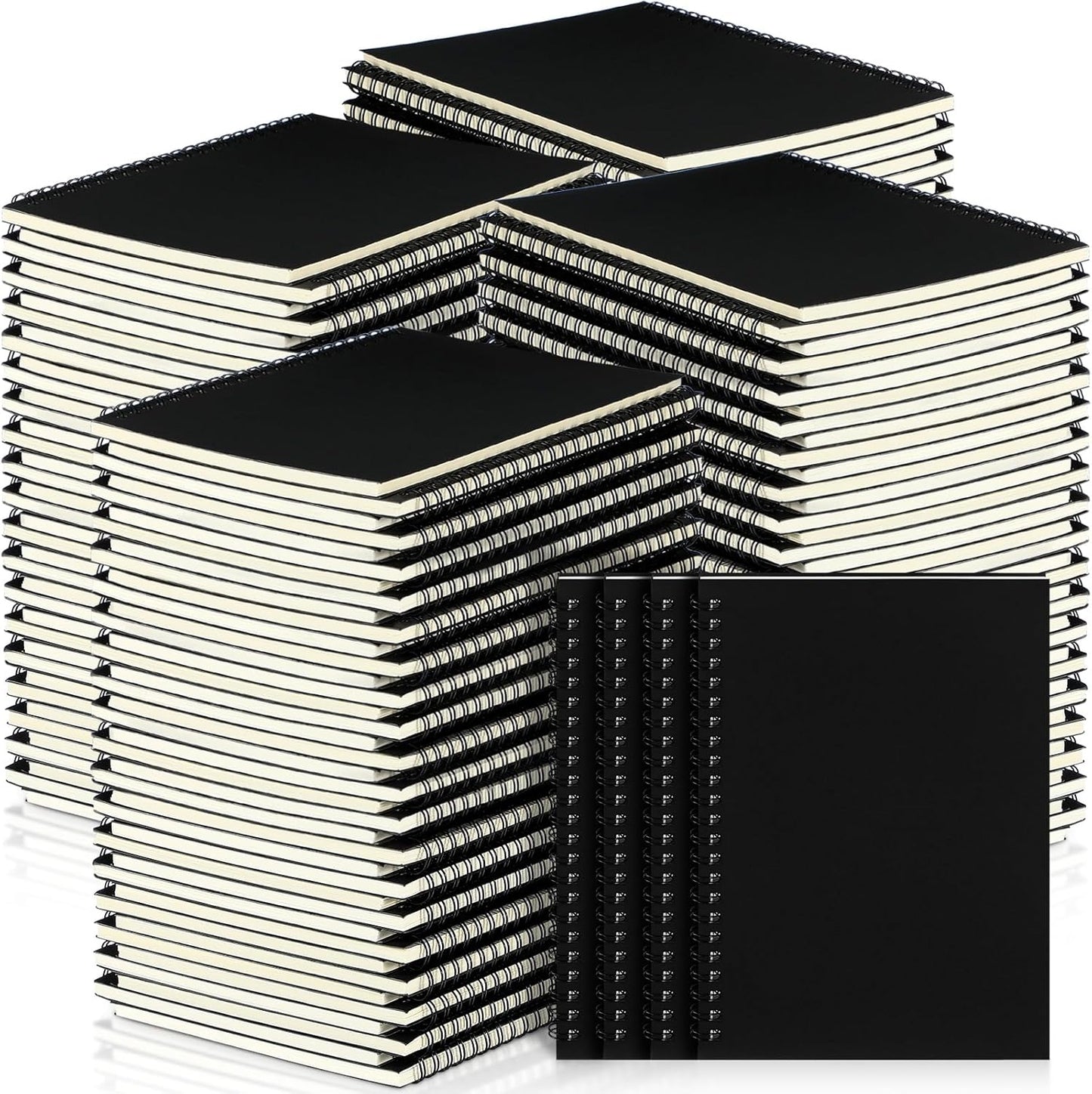 Yahenda 72 Pcs Spiral Notebook Bulk A5 Journal Lined 8.3'' x 5.5'' Writing Composition Paper Small Notepad Subject Notebook for Students Office Business Back to School Supplies (Black)