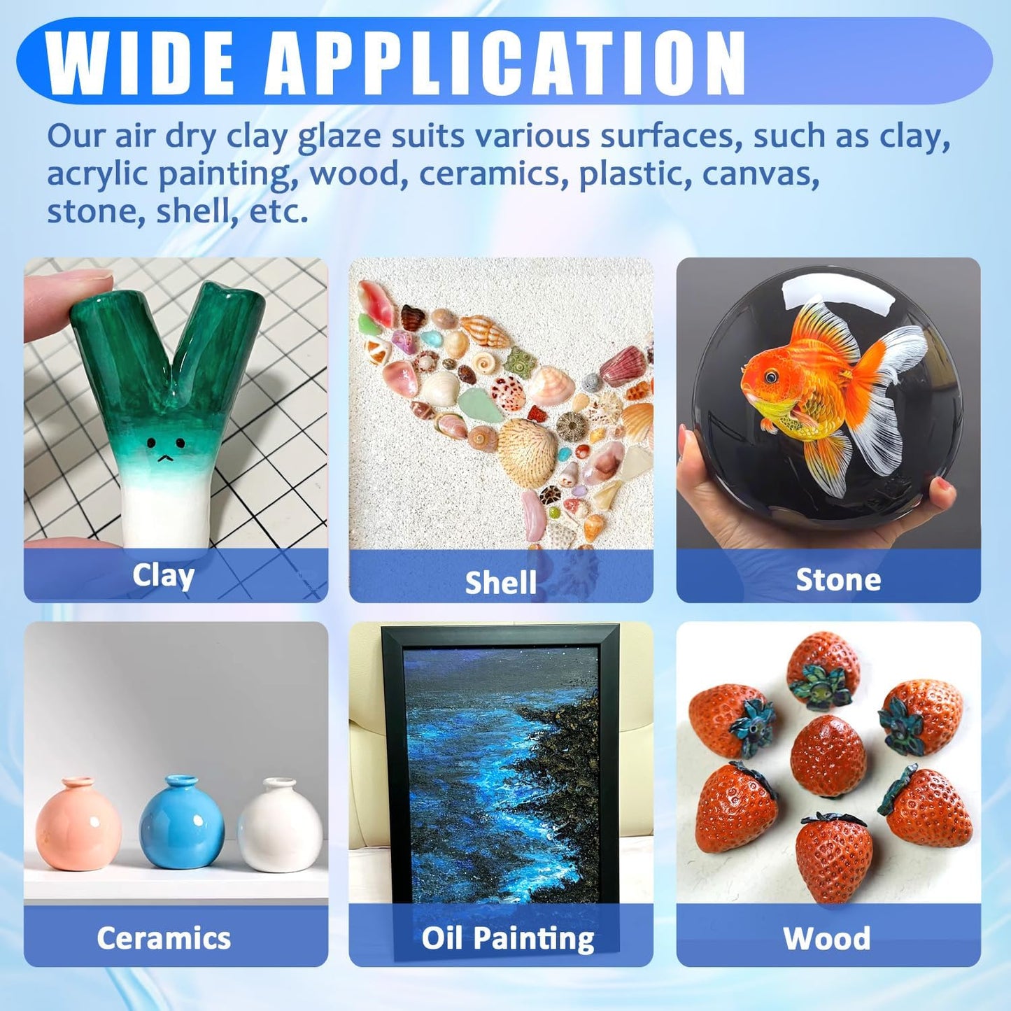 Air Dry Clay Glaze, Air Dry Clay Varnish, Polymer Clay Glaze, High Gloss Clay Sculpture Sealant for Air Dry Clay Pottery Waterproof Scratch Resistant Varnish for Clay (60ML X 2Pack)