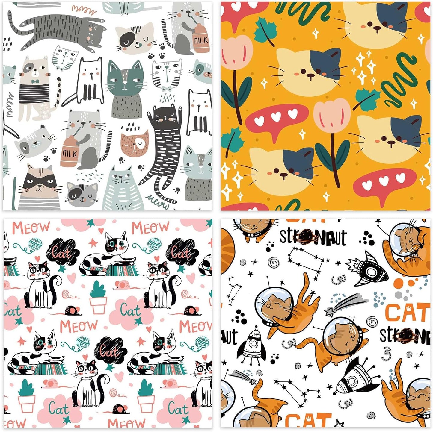 48 Sheets 24 Designs Scrapbook Paper Pad, 6"×6" Single-Sided Decopodge Craft Cardstock Paper,Scrapbooking DIY Decorative Background Cardmaking Supplies.Cat's Life&Sweet Love