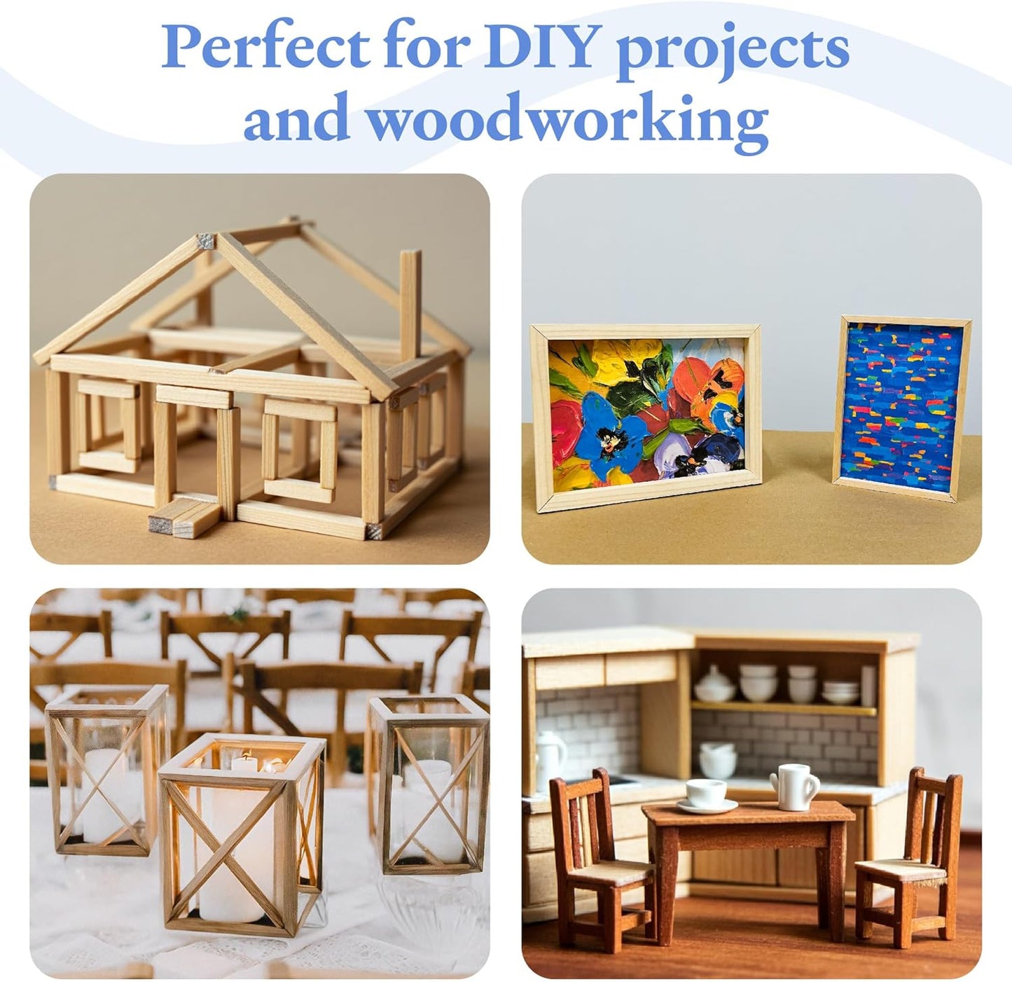 DIY Wooden Square Dowel Rod 3/8-inch x 48 Pack of 25 Hobby Wood Sticks for Crafts, Wood Trim & Architecture Model Making, by Woodpeckers