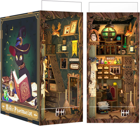 CUTEBEE Book Nook Kit, DIY Booknook Miniature House Tiny House 3D Wooden Puzzle Dollhouse Kit for Adults and Teens, Bookshelf Insert Decor, DIY Craft Gift Model Build