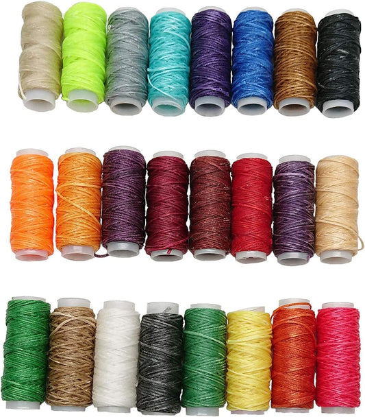 24 Colors Waxed Thread, Leather Sewing Thread,Hand Stitching Thread for Hand Sewing Leather and Bookbinding, 13Yards Per Color