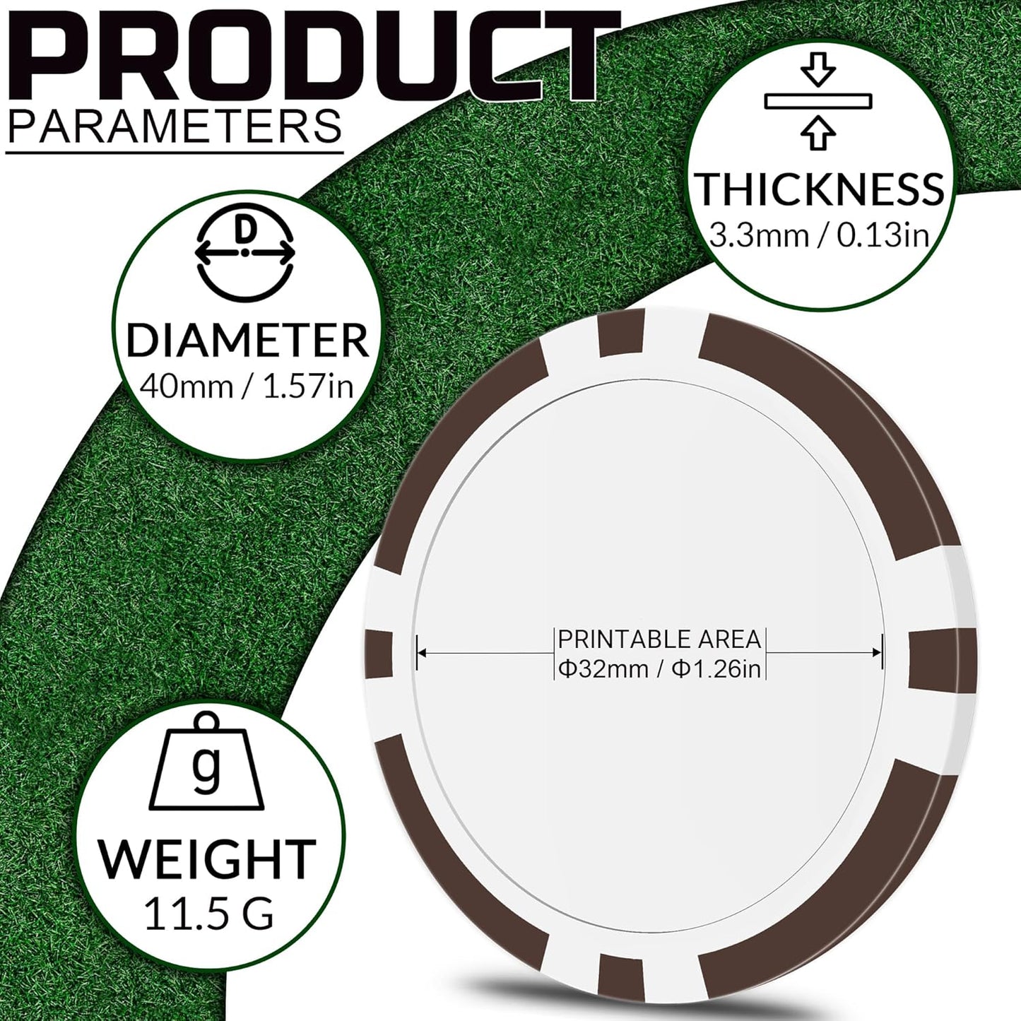 50 Custom Poker Chips, Personalized with Your own Logo, Photo or Text - 11.5g Casino Chips for Poker Gram, Tournaments, Business Card, Token