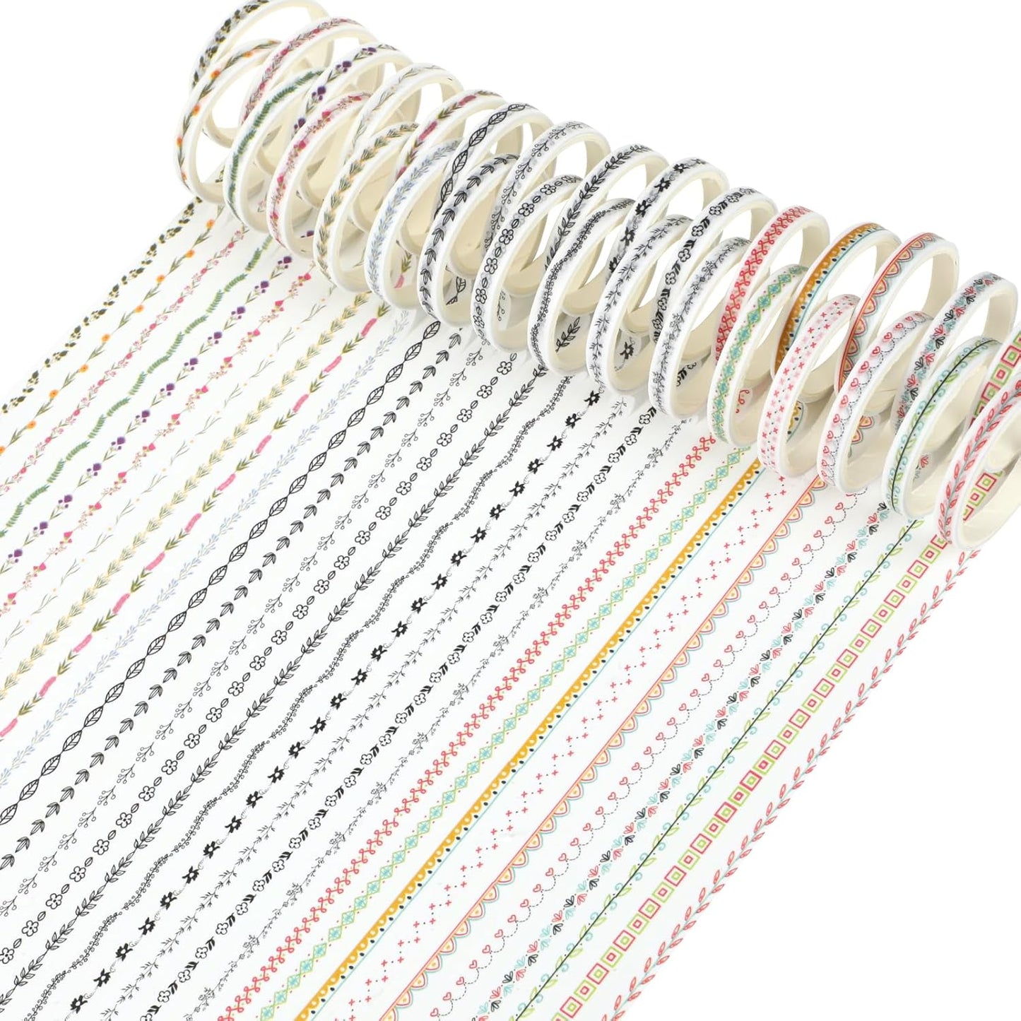 EORTA 30 Rolls Floral Washi Tapes Set, Slim 5mm Plants Masking Tape, Decorative Sticker for Detailed Scrapbooking, Arts, Wrapping, Journaling, Planners, DIY Crafts, 0.19inch Wide