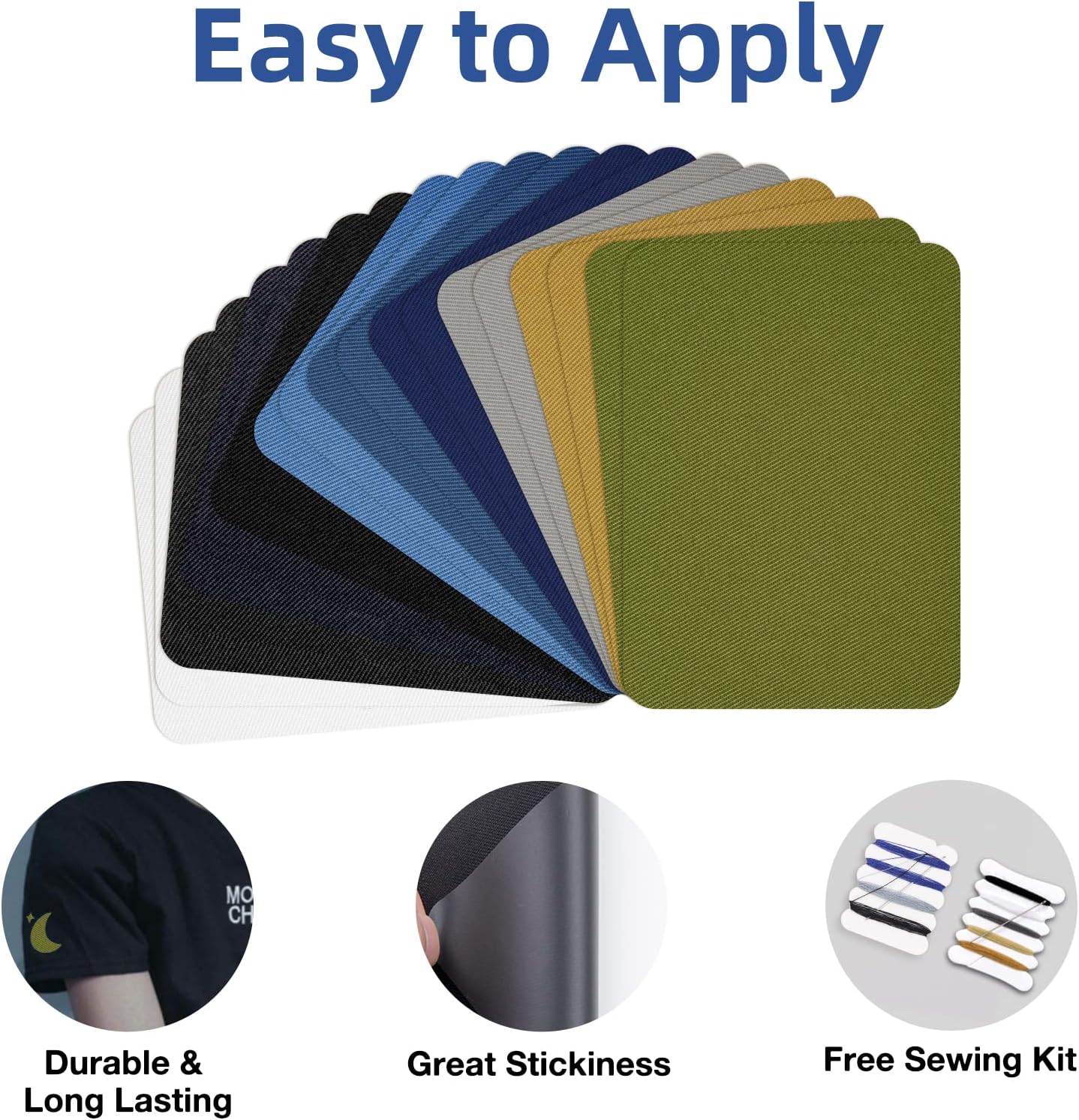 HTVRONT Iron on Patches for Clothing Repair, Fabric Patches Iron on for Denim Jean Repair Decorating Kit 20 Pieces Iron on Patch Size 3.7" by 4.9" (Classic Colors)