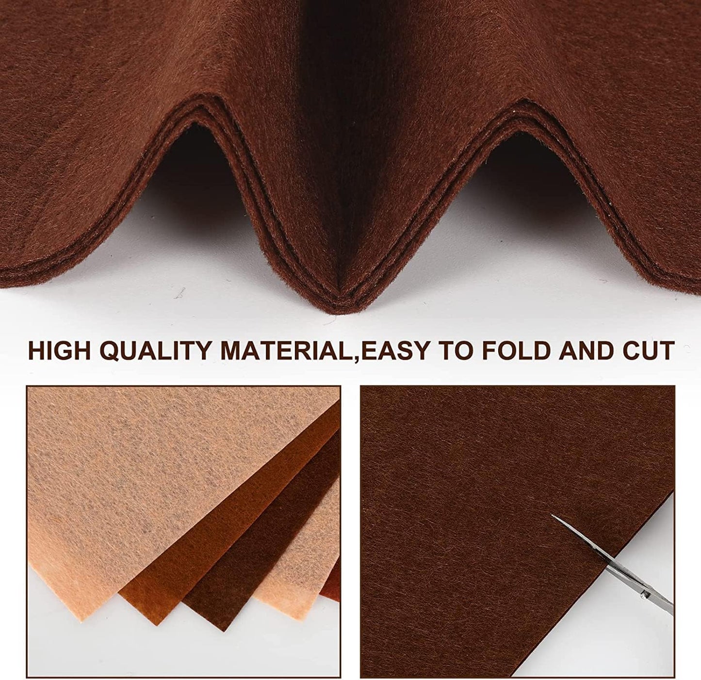 Whaline 20Pcs Fall Felt Fabric Sheets Skin Tone Soft Thick Assorted Cream Brown Craft Felt Pack for Autumn Thanksgiving DIY Craft Sewing Patchwork Art Projects, 10 Colors, 7.9 x 11.8 Inch