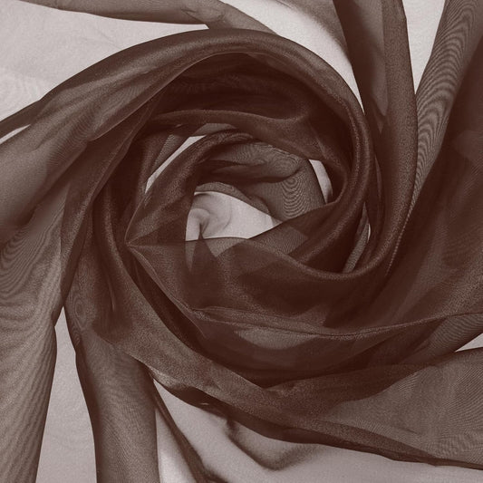 MECCANIXITY Iridescent Sheer Organza Fabric, 2 Yards x 59 Inches Solid Holographic Shiny Fabric Organza Cloth for Wedding, Curtains, Costume, Photo Background, Dark Coffee