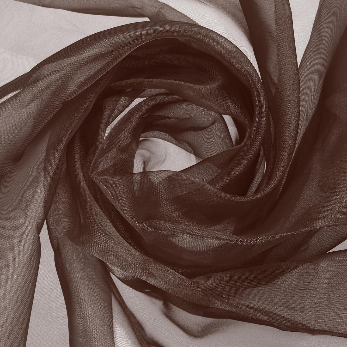 MECCANIXITY Iridescent Sheer Organza Fabric, 10 Yards x 59 Inches Solid Holographic Shiny Fabric Organza Cloth for Wedding, Curtains, Costume, Photo Background, Dark Coffee