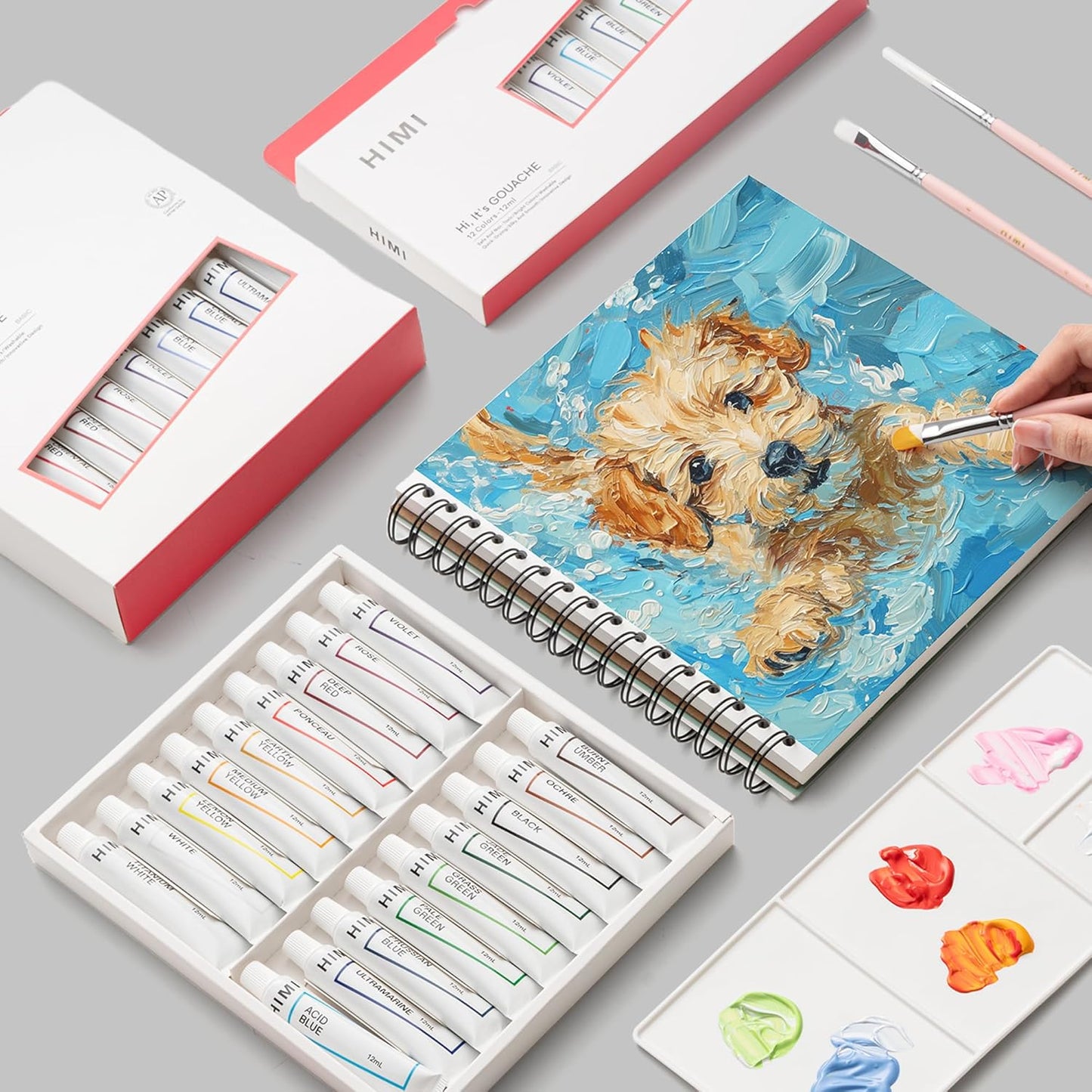 HIMI Gouache Paint Tube Set -36 Colors 12ml, with Rich Pigments, Gouache paint Non-Toxic, suitable for Beginners, Artists, and Hobby Painters. Beautiful Gifts for Art Supplies Painting（36 colors）