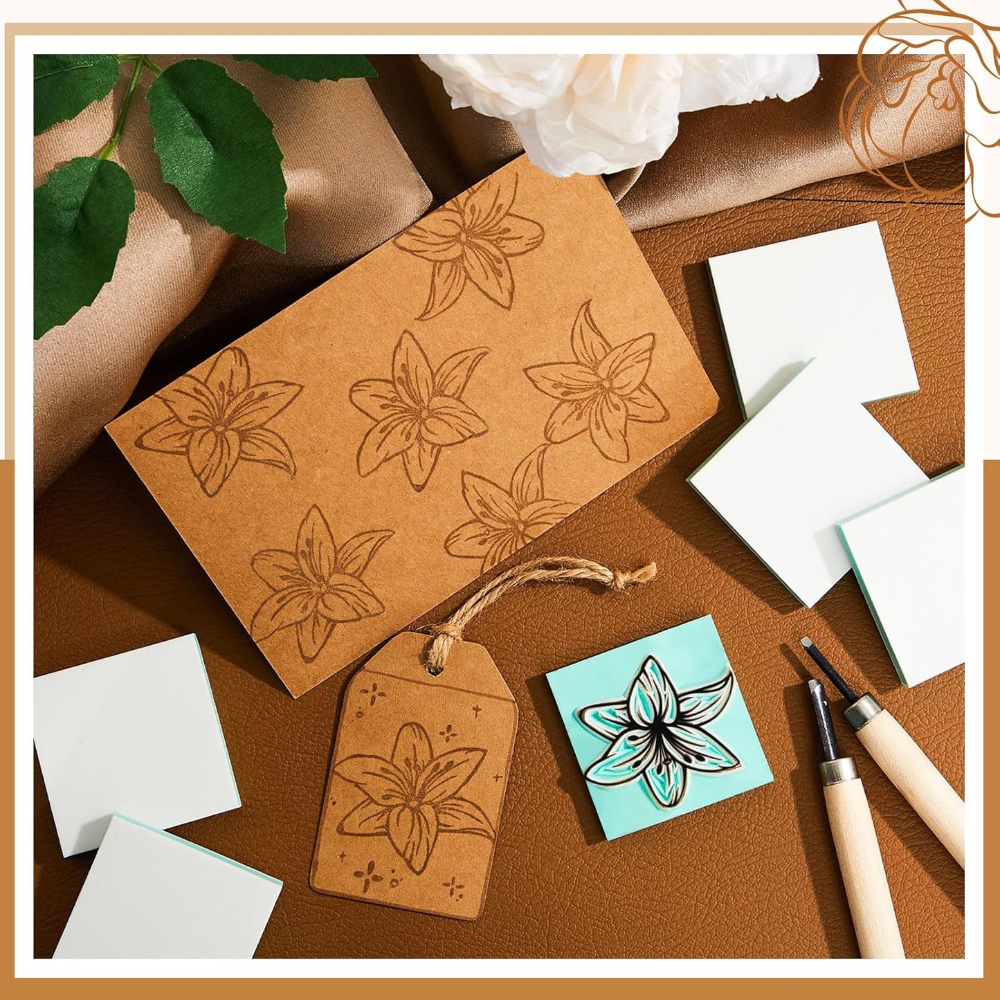 Frienda 72 Pcs 2" x 2" Rubber Carving Blocks Linoleum Blocks for Printmaking, Stamp Making, DIY Crafting, Scrapbook, Painting, Soft and Easy to Carve (White Green)