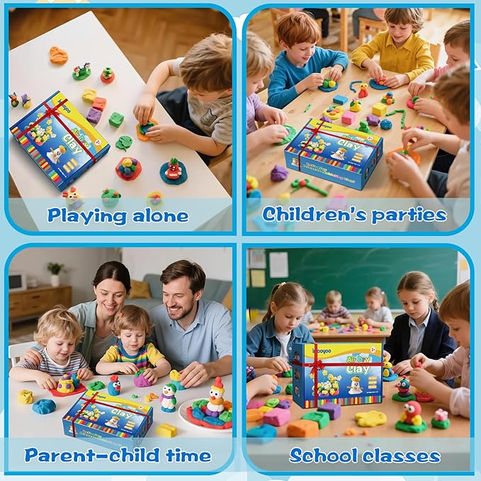 Air Dry Clay, Modelling Clay for Kids, 64 Colors DIY Molding Magic Clay for with Tools, Soft & Non-Sticky, Toys Gifts for Age 3 4 5 6 7 8+ Years Old Boys Girls Kids