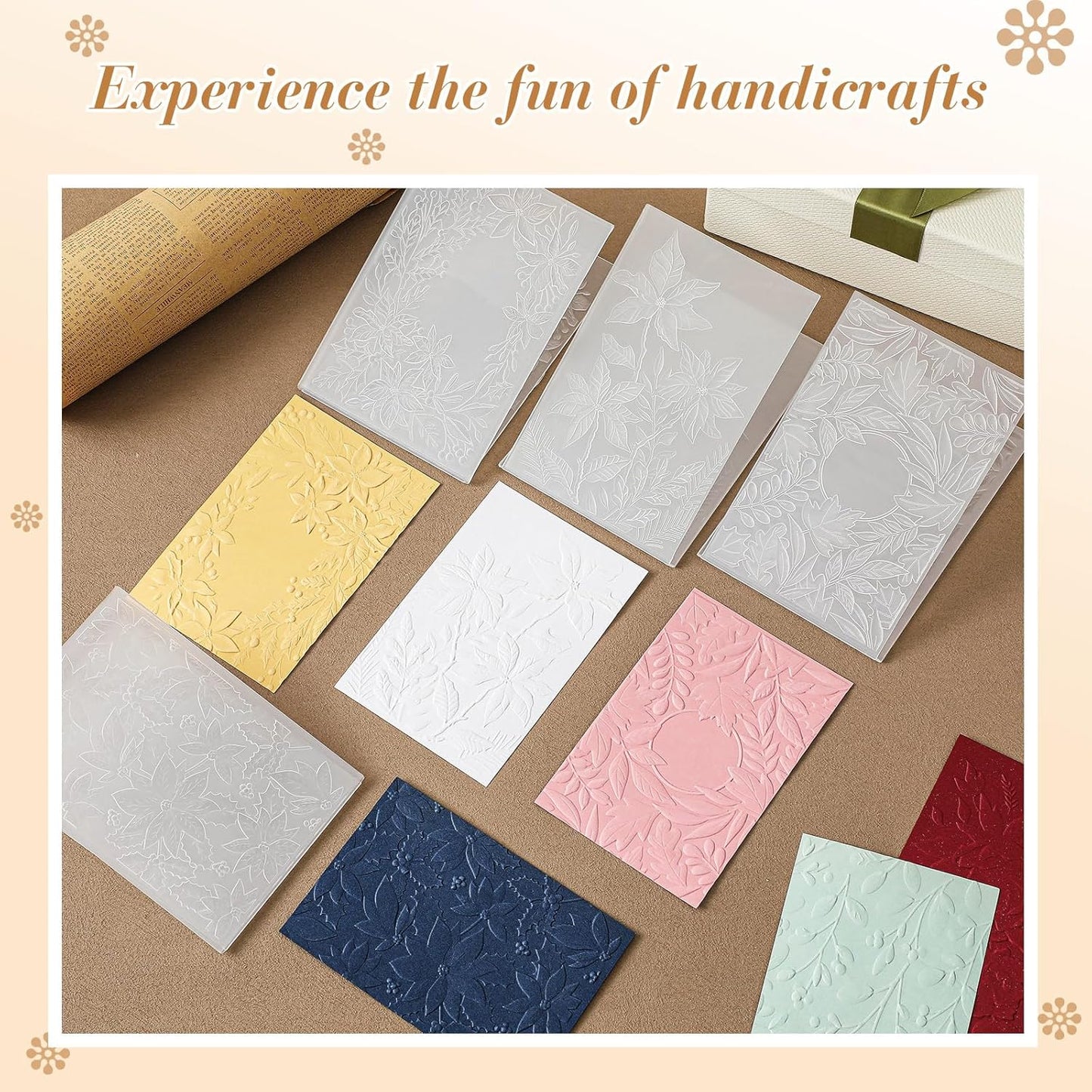 Geiserailie 8 Pcs Embossing Folders Embossing Machine Template Paper Card Folders for Christmas Card Making DIY Flower Scrapbook Photo Album Craft Decoration 5.9 x 4.1 Inch (Stylish Style)