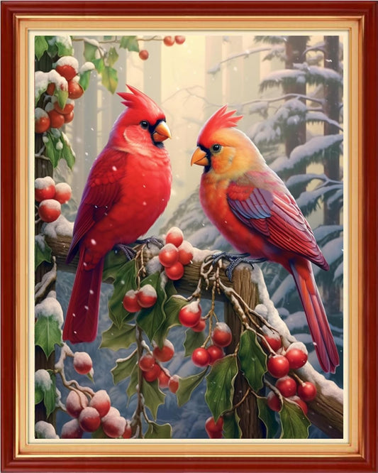 Foxhool Beginners Cross Stitch Kits Stamped Full Range of Embroidery Kits for Adults DIY Cross Stitches kit Embroidery Patterns for Needlepoint kit-Birds on Trees 16x20 inch