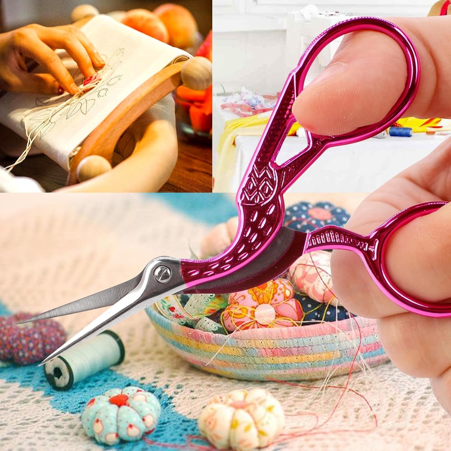 BIHRTC Little Bird Scissors 3.6Inch Sewing Scissors with Artificial Leather Cover Craft Scissor Shears for Crafting Threading Cross Stitch Cutting Art Work DIY Tool