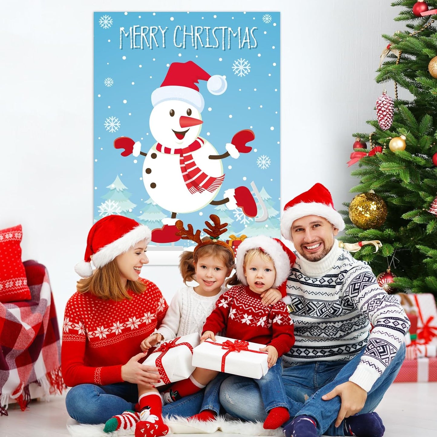 ASTARON Pin The Snowman Nose Christmas Pin The Tail Party Games Activities for Kids 36 Stickers Christmas Party Decorations School Classroom Activities