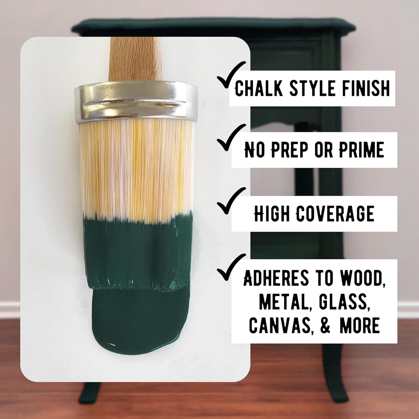 Daydream Apothecary Premium Chalk Style Paint for Furniture, Home Décor, Wood, DIY Interior Projects, Quick Dry, No Prep or Prime Needed, Matte Dark Green - 8oz