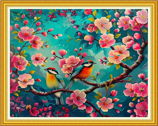 Magxvouy Cross Stitch Kits Stamped Full Range of Embroidery Kits,Cross Stitch Patterns Needlework Kits for Beginners 11CT Printed Kits&Bird Flowers 16x20 inch