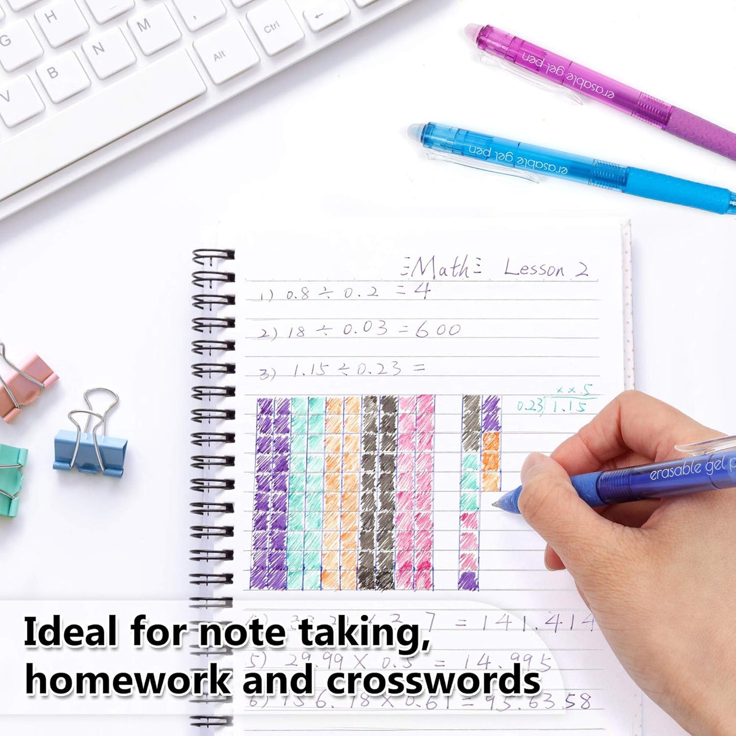 Vanstek 26 Colors Erasable Gel Pens, Retractable Erasable Pens Clicker, Fine Point(0.7), Make Mistakes Disappear, Premium Comfort Grip for Drawing Writing Planner and School Supplies