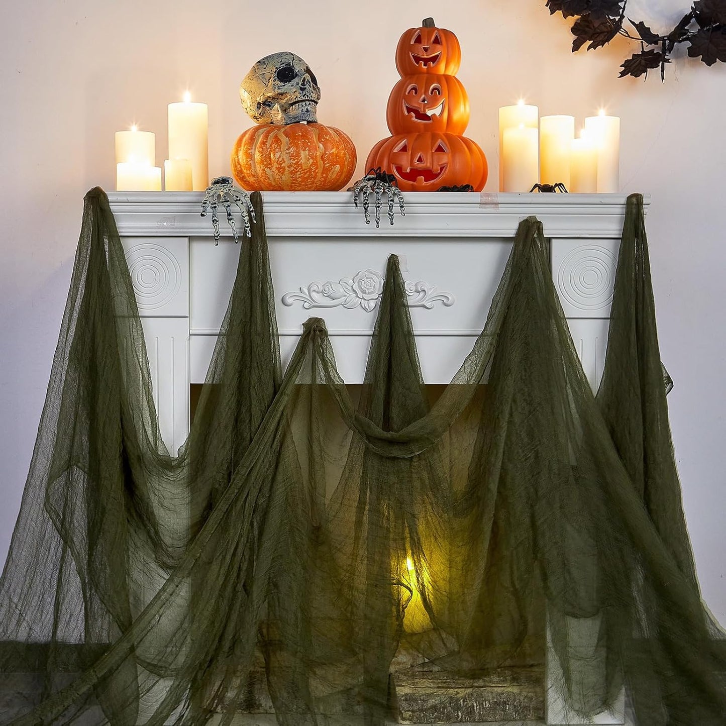 Boao Halloween Cheese cloth 35.43 x 393.7 Inch Military Green Cheesecloth Roll for Crafts Large Cotton Muslin Gauze Fabric for Halloween Outdoor & Indoor Spooky Decoration