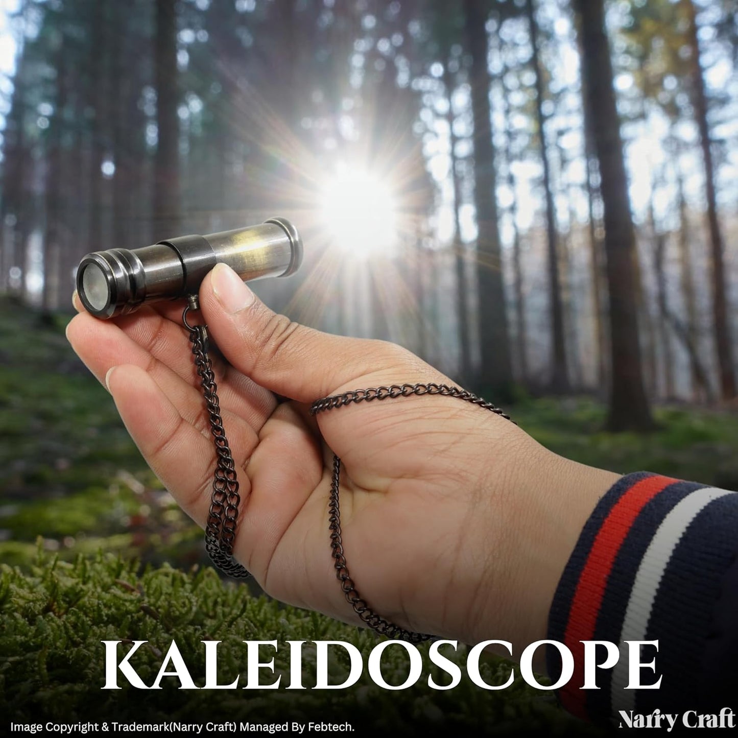 Brass Kaleidoscope with Wooden Box | Handcrafted Vintage Kaleidoscope with Optical Glass Lens & Wooden Storage Box – Collectible Gift for Kids & Adults Last Minute (Antique, Small)