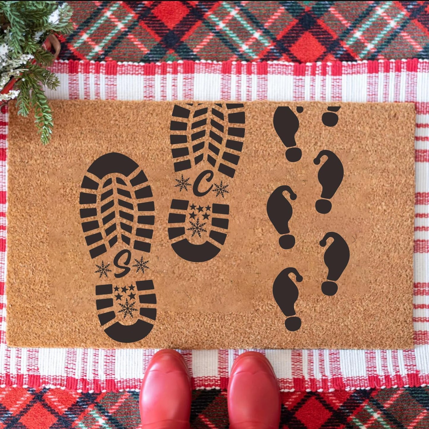 Christmas Stencils for Crafts Reusable 12” Santa Footprint Stencil Holiday Stencils for Floor Porch Wood Sign Decor