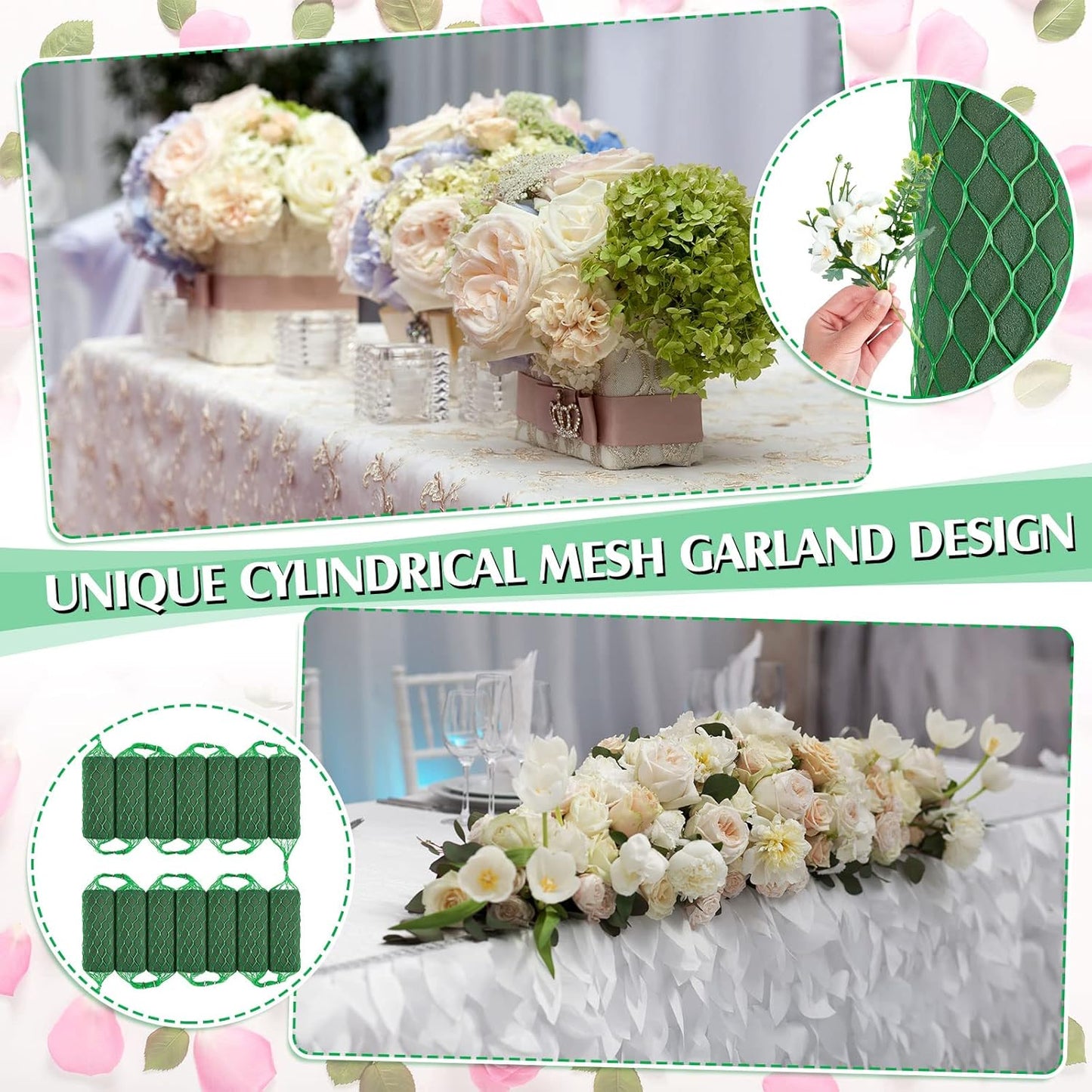 42 Pcs Floral Foam Garland 27.6ft Absorption Flower Holder Plant Foam Flower Green Sponge Foam for Wedding Arch Door Tabletop Decoration Arrangement Home Garden Craft