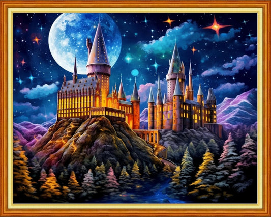 Joyhoor Cross Stitch Kits for Beginners Stamped Cross-Stitch Supplies Needlework preprint Embroidery Kits for Adults DIY Needlepoint Kits Embroidery Patterns 11CT-Colorful Castle 16x20 inchs