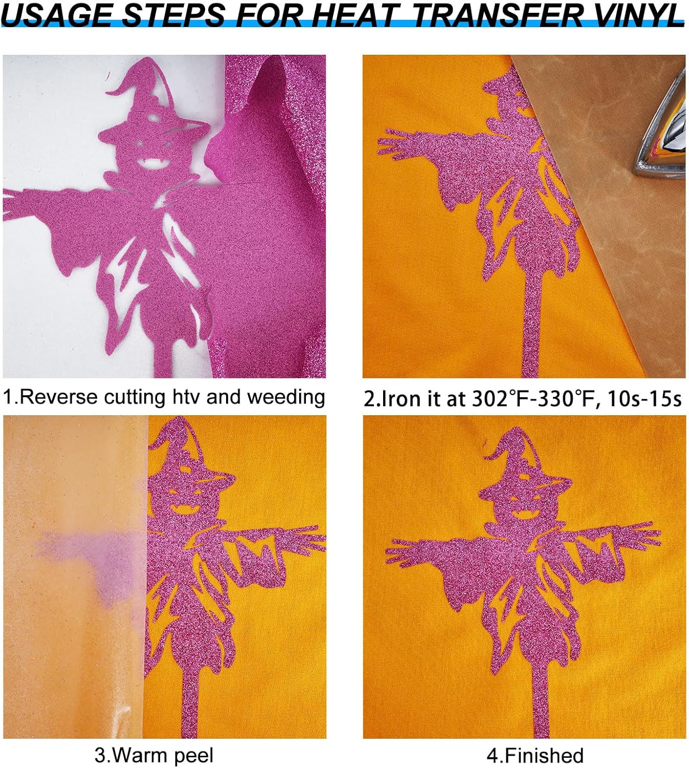 FUNKAKA Glitter Purple Pink HTV Heat Transfer Vinyl Rolls, 12" x 25ft PU Iron on Vinyl for T-Shirt Purple Pink Glitter HTV Vinyl for All Cutter Machines Easy to Cut & Weed for Heat Vinyl Design