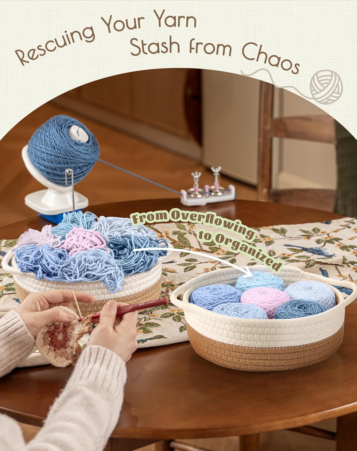 Adhafera Yarn Winder with Guide, Yarn Ball Winder for Crocheting, The Helper for Knitting Enthusiast